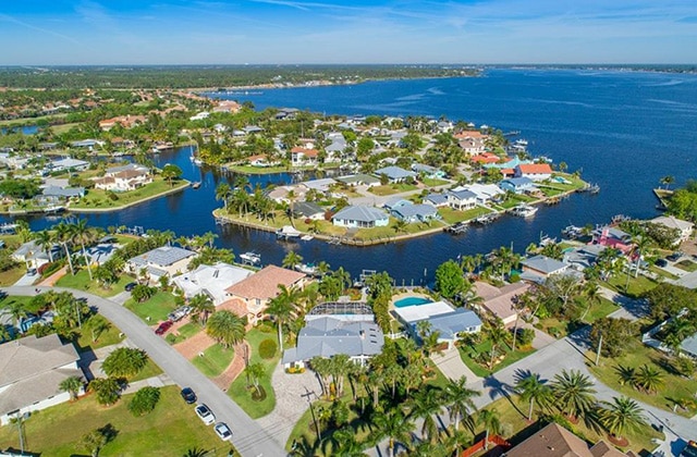aerial view of a neighborhood in Palm City, Florida